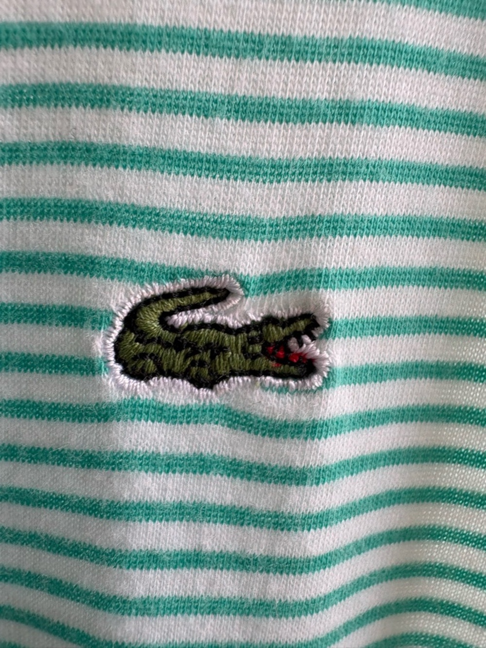 Lacoste Green and White Striped Pima Cotton Dress with Logo